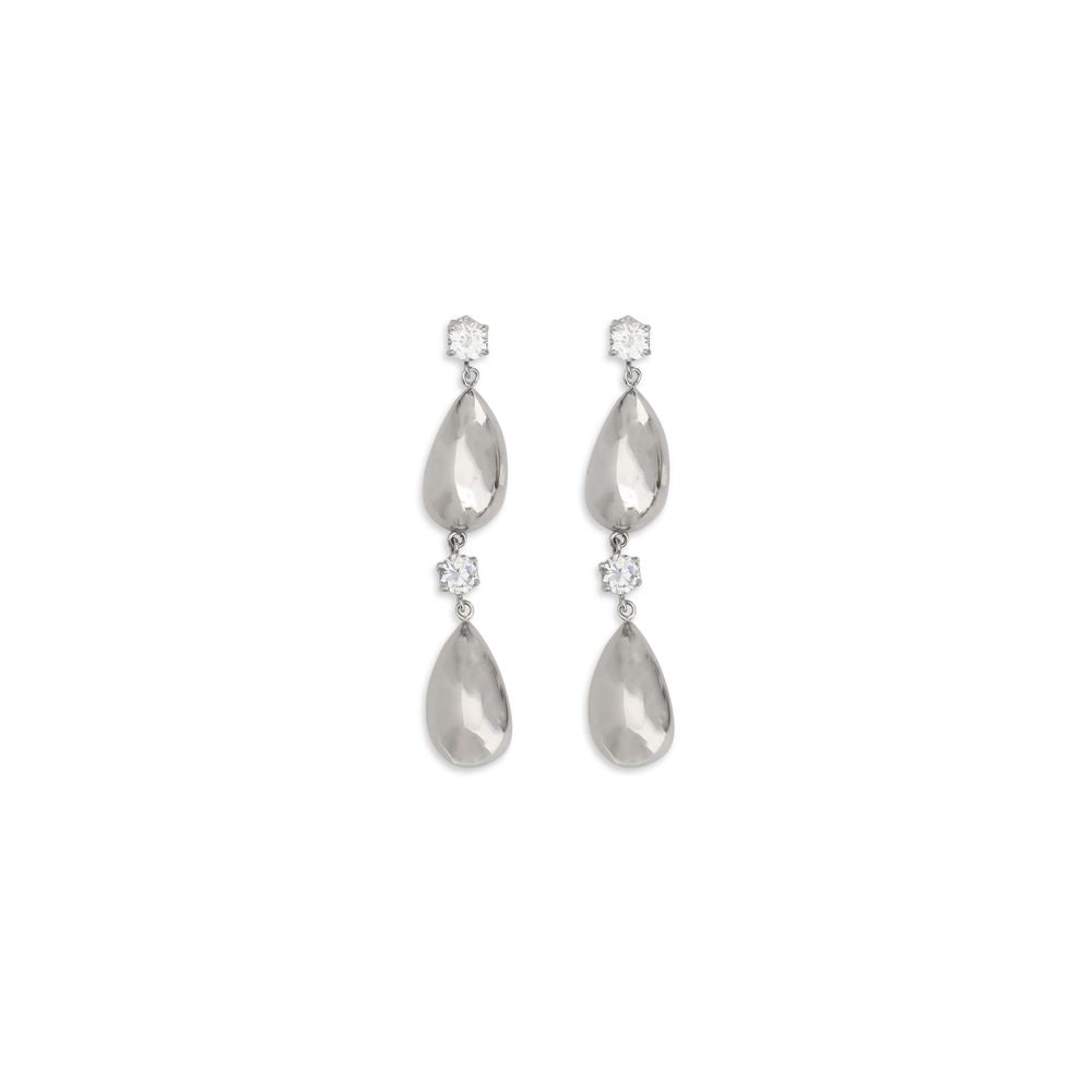 Earrings by Magda Butrym for women in satin wool & leather silver showcases a captivating silhouette, featuring an captivating drop from the Women's Drop Silver Brass & Crystal Earrings collection for a captivating finish.