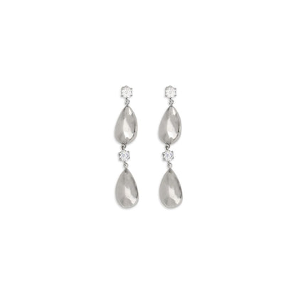 Earrings by Magda Butrym for women in satin wool & leather silver showcases a captivating silhouette, featuring an captivating drop from the Women's Drop Silver Brass & Crystal Earrings collection for a captivating finish.