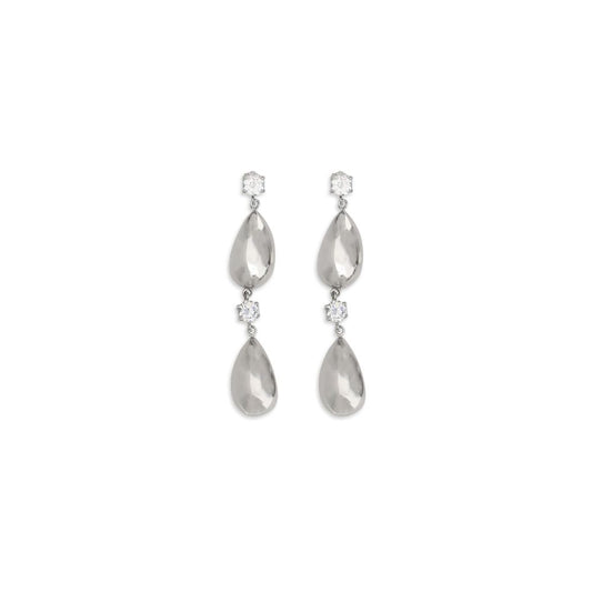 Earrings by Magda Butrym for women in satin wool & leather silver showcases a captivating silhouette, featuring an captivating drop from the Women's Drop Silver Brass & Crystal Earrings collection for a captivating finish.