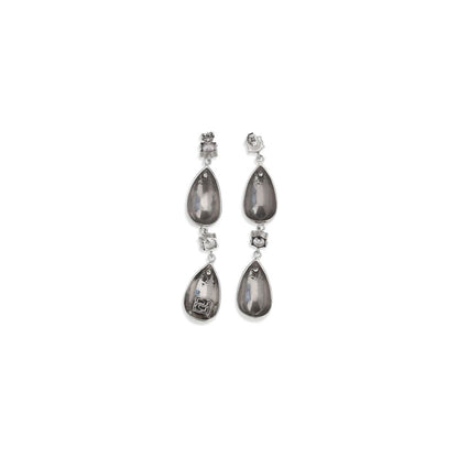 Earrings by Magda Butrym for women in satin wool & leather silver presents a curated silhouette, artfully showcasing the curated drop and refined aesthetic of the Women's Drop Silver Brass & Crystal Earrings.