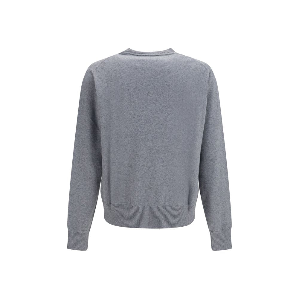 Sweater by Vivienne Westwood for men in cashmere cotton & capra leather gray showcases a downtown chic silhouette, artfully finished with a downtown chic crew neckline and for a sophisticated, high-end look.