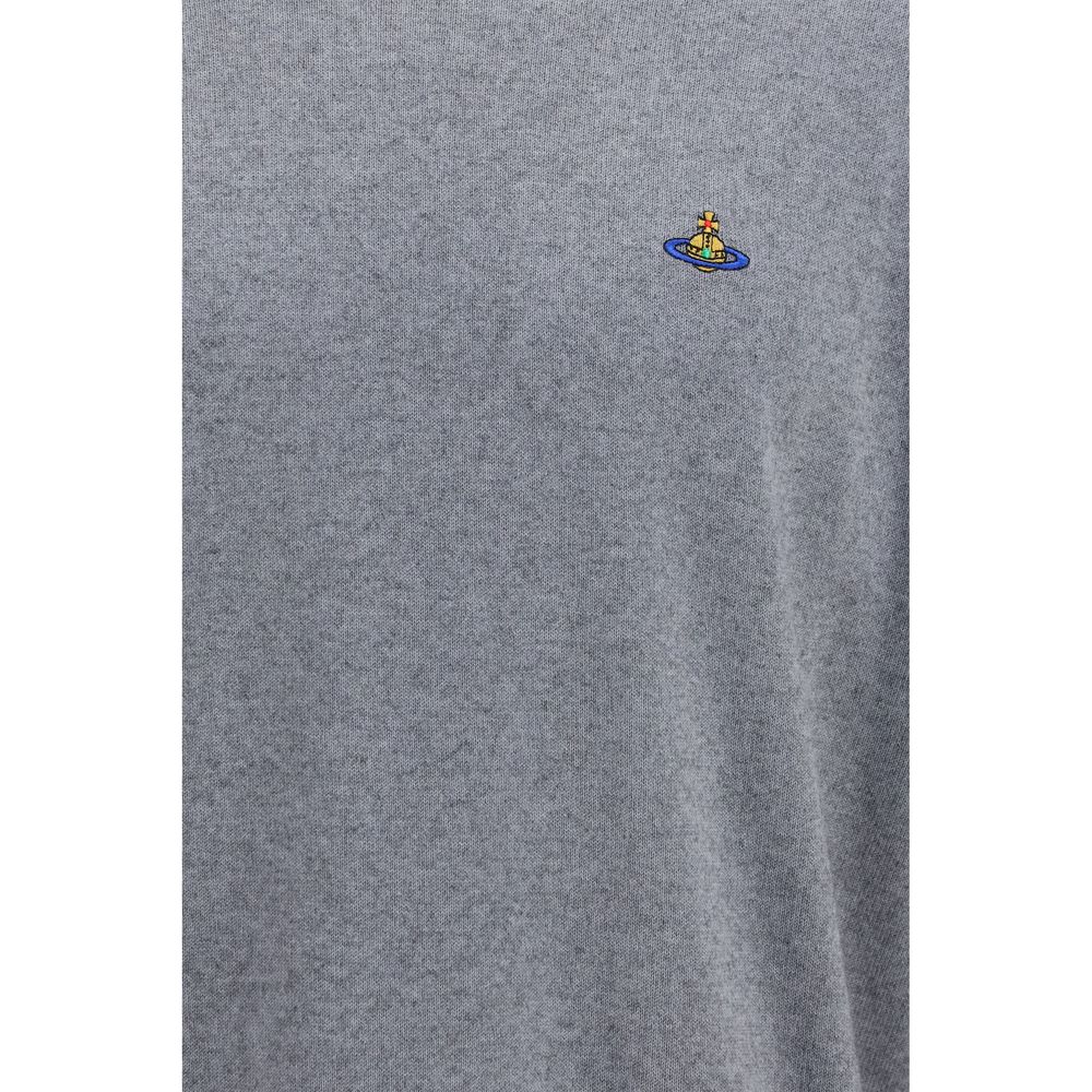 Sweater by Vivienne Westwood for men in cashmere cotton & capra leather gray features an polished silhouette, showcasing refined and a sophisticated for a truly polished finish.