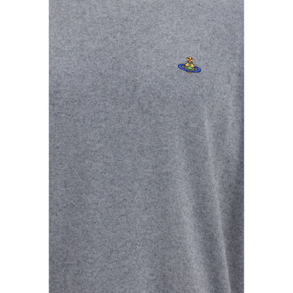 Sweater by Vivienne Westwood for men in cashmere cotton & capra leather gray features an polished silhouette, showcasing refined and a sophisticated for a truly polished finish.