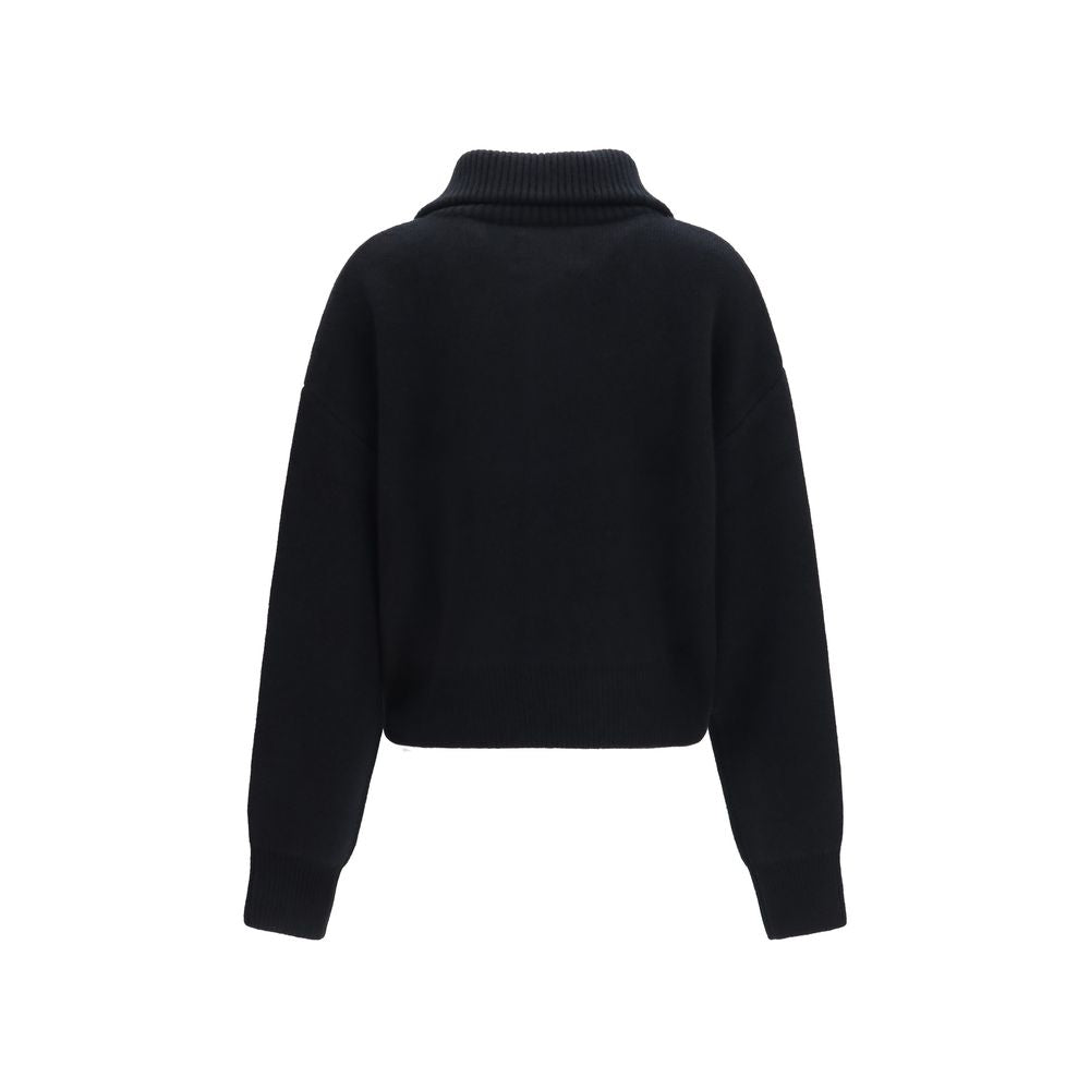 Cardigan by Extreme Cashmere for women in cashmere & capra leather black features an impeccable silhouette, showcasing a sophisticated and detail for a truly impeccable finish.