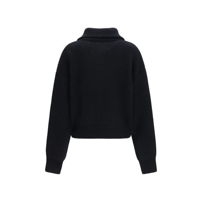 Cardigan by Extreme Cashmere for women in cashmere & capra leather black features an impeccable silhouette, showcasing a sophisticated and detail for a truly impeccable finish.