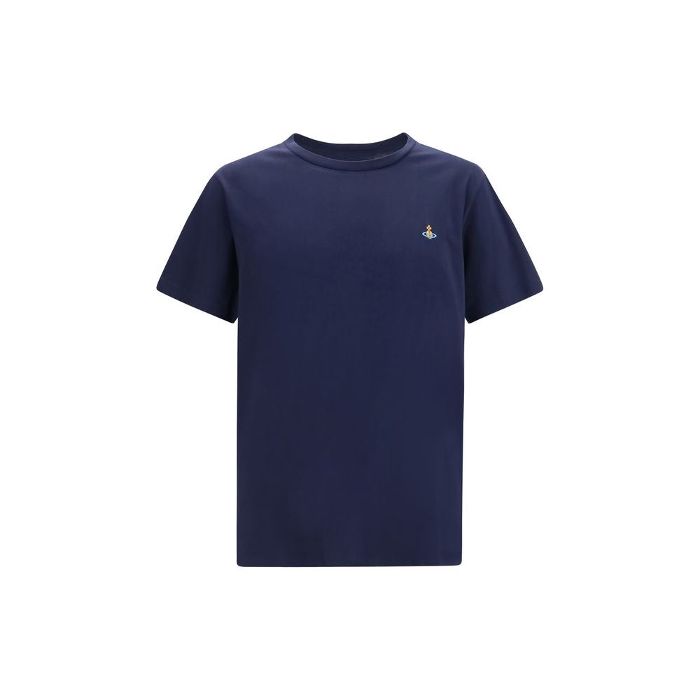T-Shirt by Vivienne Westwood for men in cotton blue & multicolor features a plush silhouette, showcasing a sophisticated crew neckline and short-sleeve for a truly plush finish.