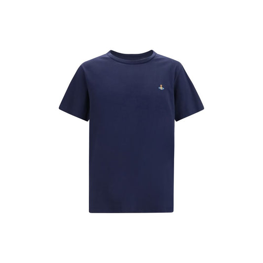 T-Shirt by Vivienne Westwood for men in cotton blue & multicolor features a plush silhouette, showcasing a sophisticated crew neckline and short-sleeve for a truly plush finish.