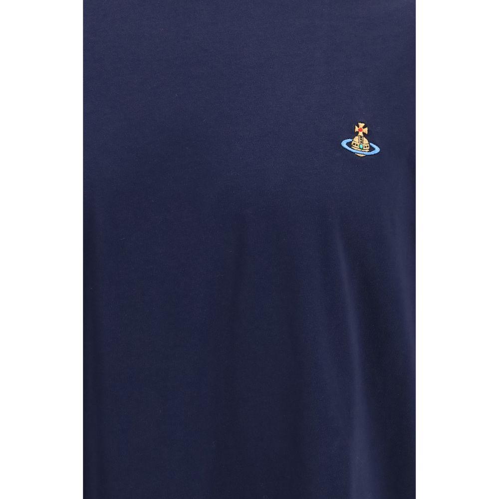 T-Shirt by Vivienne Westwood for men in cotton blue & multicolor features an edgy silhouette, meticulously detailed with a sophisticated and crew neckline for a truly edgy finish.