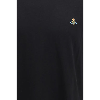 T-Shirt by Vivienne Westwood for men in cotton black & multicolor showcases a fashionable silhouette, elegantly detailed with a fashionable and crew neckline for a sophisticated, high-fashion look.