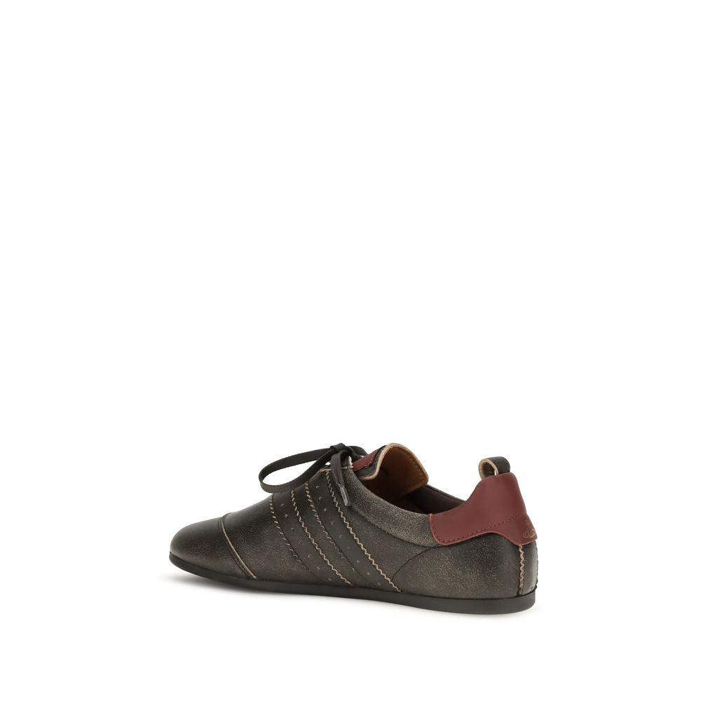 Sneakers by Vivienne Westwood for women in distressed bos taurus calf leather black & print presents a impeccable silhouette as Orb Women's Fashion Distressed Bos Taurus Calf Leather Sneakers, expertly defined by a impeccable fashion style for a impeccable, high-fashion look.