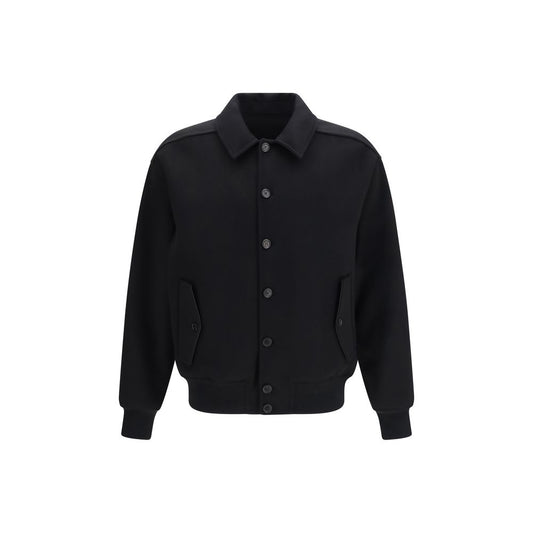 This Jacket by Ferragamo for men in cashmere wool & capra leather black showcases a magnificent silhouette, meticulously crafted with a distinctive and functional for a magnificent finish.
