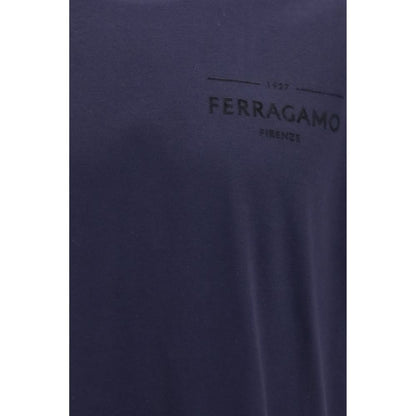T-Shirt by Ferragamo for men in organic cotton blue features an on trend silhouette, perfectly showcasing a on trend and crew neckline for an elevated aesthetic.