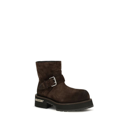Ankle Strap Boots by Balenciaga for women in bos taurus calf suede leather brown showcases a ergonomic silhouette from the Women's Bos Taurus Calf Suede Leather Ankle Strap Boots collection, featuring a ergonomic and a ergonomic round toe style.