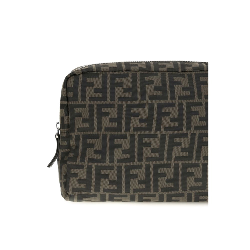 Medium Makeup Bag by Fendi for men in polyester & palladium brown & palladium showcases a unassuming Polyester & Palladium Medium Makeup Bag design featuring a secure zipper, organized , and versatile .