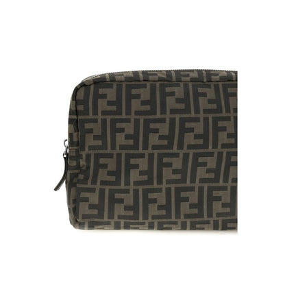 Medium Makeup Bag by Fendi for men in polyester & palladium brown & palladium showcases a unassuming Polyester & Palladium Medium Makeup Bag design featuring a secure zipper, organized , and versatile .