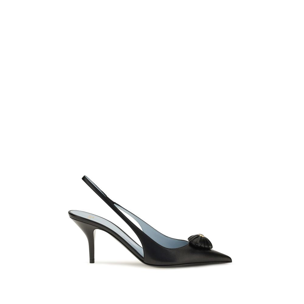 High-Heel Slingback Pumps Heels by Valentino Garavani for women in bos taurus calf leather black, gold & signature features a effortless chic silhouette, showcasing the Heart V Logo Women's Bos Taurus Calf Leather High-Heel Slingback Pumps Heels design with a effortless chic high-heel and for a effortless chic finish.
