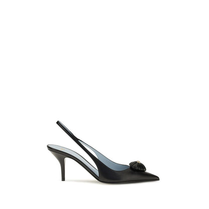 High-Heel Slingback Pumps Heels by Valentino Garavani for women in bos taurus calf leather black, gold & signature features a effortless chic silhouette, showcasing the Heart V Logo Women's Bos Taurus Calf Leather High-Heel Slingback Pumps Heels design with a effortless chic high-heel and for a effortless chic finish.