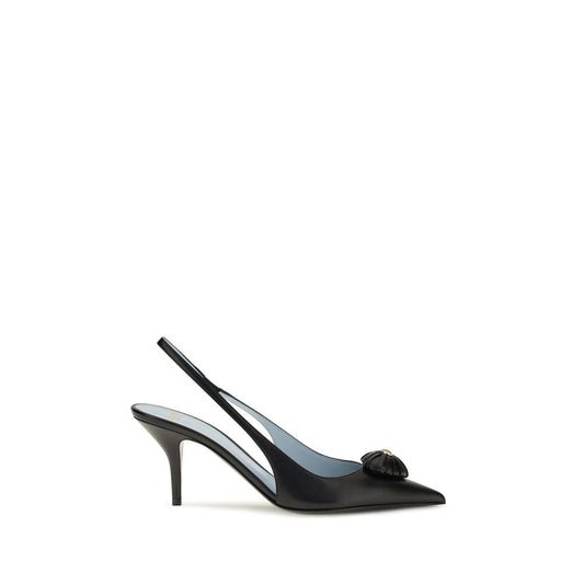 High-Heel Slingback Pumps Heels by Valentino Garavani for women in bos taurus calf leather black, gold & signature features a effortless chic silhouette, showcasing the Heart V Logo Women's Bos Taurus Calf Leather High-Heel Slingback Pumps Heels design with a effortless chic high-heel and for a effortless chic finish.