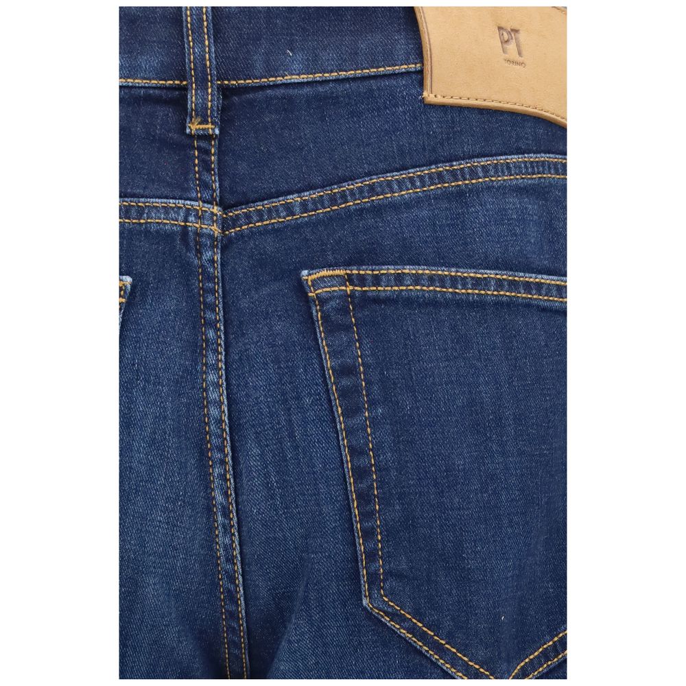 Jeans by PT Torino for men in denim cotton blue presents a refined pantology silhouette, artfully defined by a refined pantology straight-leg, relaxed-fit & regular-fit, long, and a sophisticated .