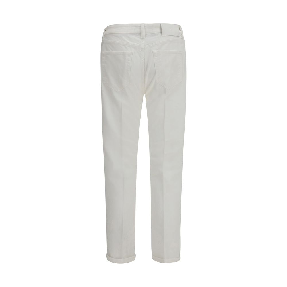 Jeans by PT Torino for men in denim cotton white & patterned features an refined tailoring silhouette, showcasing a premium regular-fit & slim with a and long cut for a refined tailoring look.