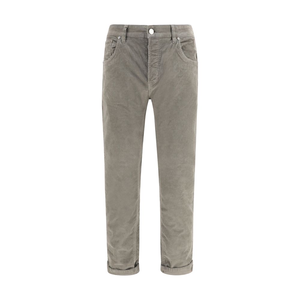 Casual Pants by PT Torino for men in cotton corduroy gray & signature features an sophisticated and straight & regular-fit with a precise long, creating a sophisticated and sophisticated silhouette.