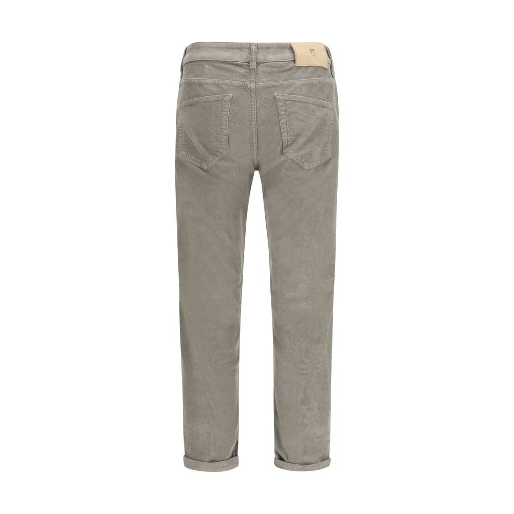 Casual Pants by PT Torino for men in cotton corduroy gray & signature features a refined silhouette with a refined straight & regular-fit, defined by a and a refined long for a refined finish.