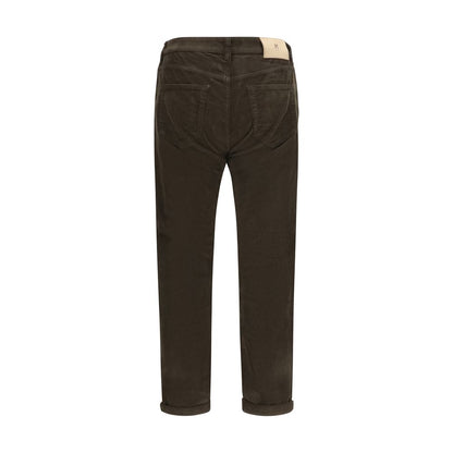 Casual Pants by PT Torino for men in cotton corduroy brown & signature features an refined tailoring silhouette, showcasing a premium straight & regular-fit with a and long cut for a refined tailoring look.