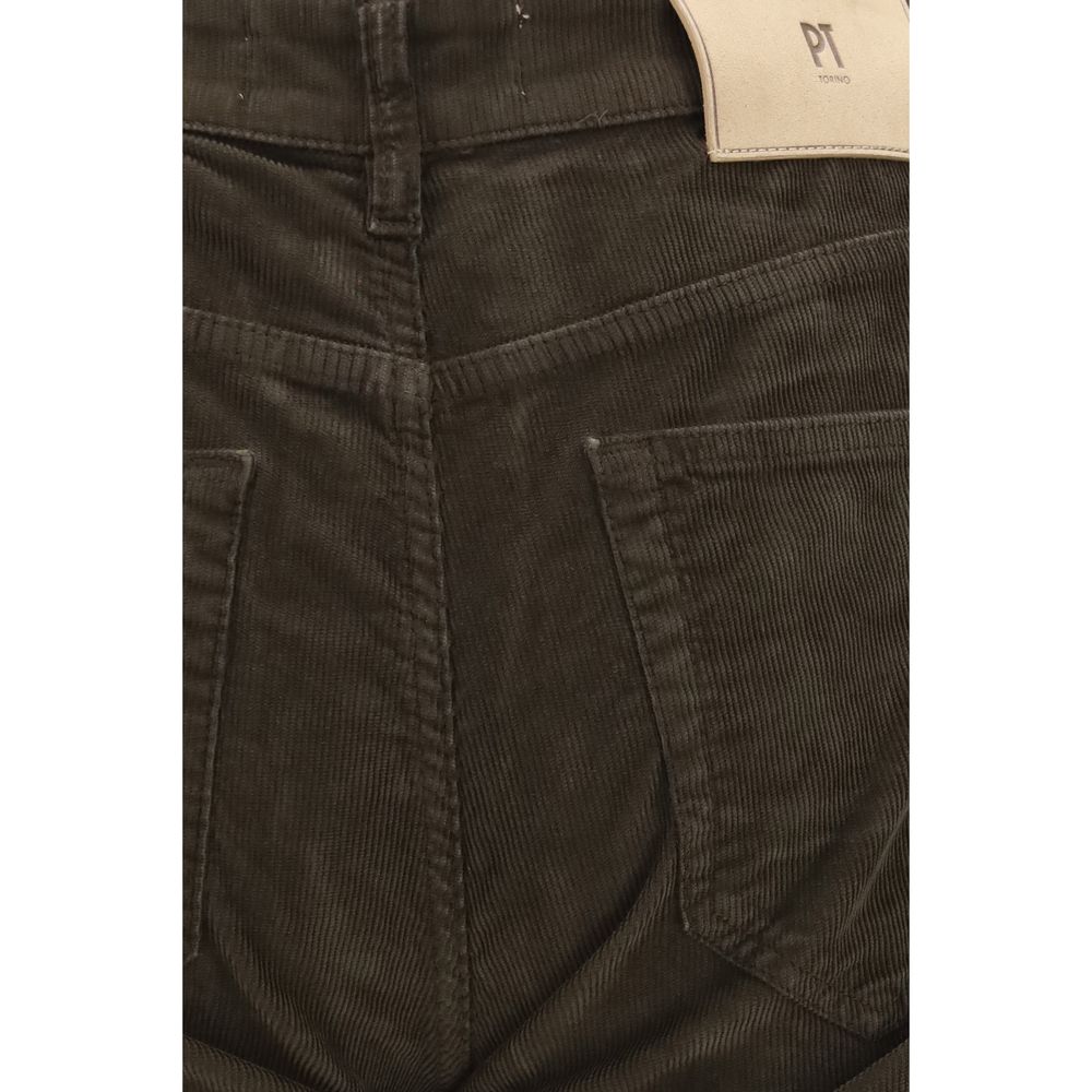 Casual Pants by PT Torino for men in cotton corduroy brown & signature presents a refined pantology silhouette, artfully defined by a refined pantology straight & regular-fit, long, and a sophisticated .