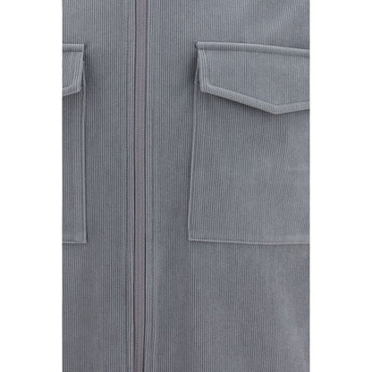 Jacket by LAMINAR for men in polyester corduroy gray showcases a enveloping silhouette, artfully detailed with a enveloping and premium pockets for a truly enveloping finish.