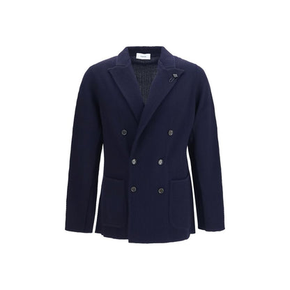 This Blazer by Lardini for men in wool blue presents a tailored silhouette, meticulously tailored with a tailored and distinctive for a tailored finish.