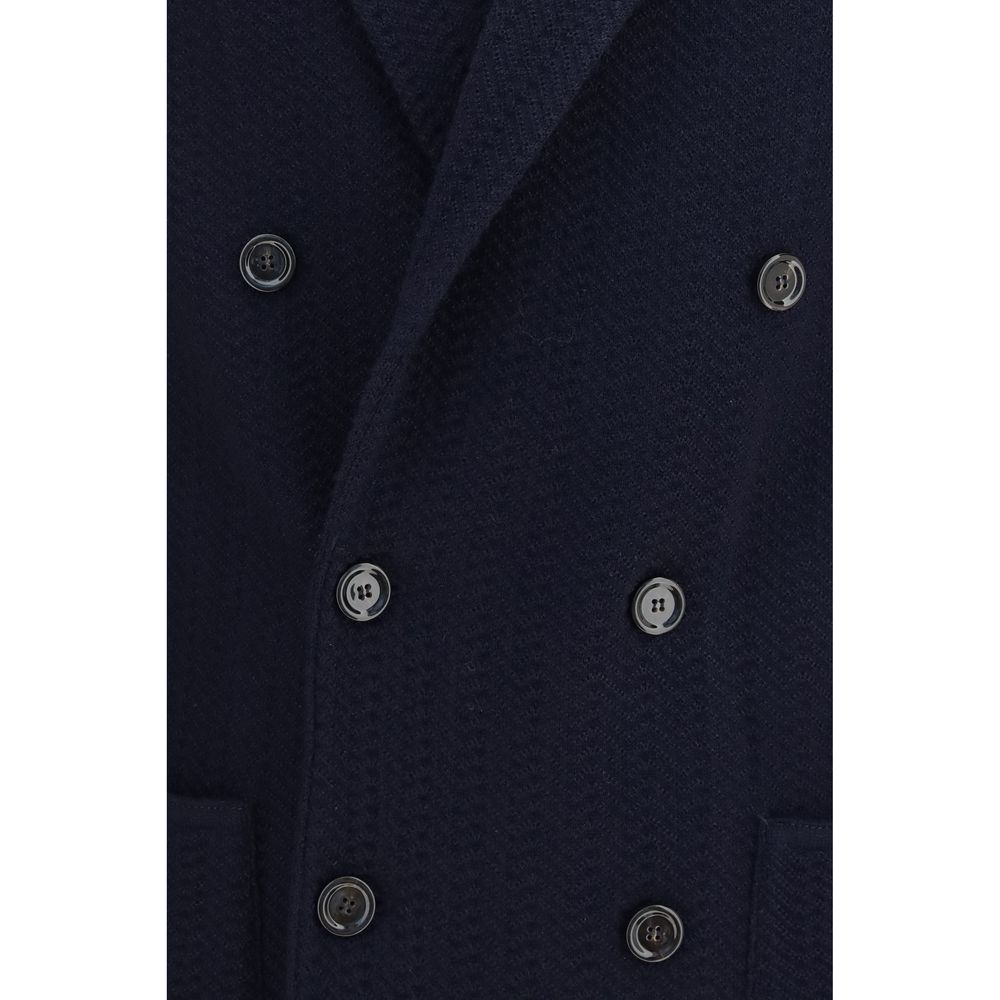 Blazer by Lardini for men in wool blue presents a distinguished silhouette, detailed with a distinguished and distinctive for a truly sophisticated finish.