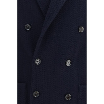 Blazer by Lardini for men in wool blue presents a distinguished silhouette, detailed with a distinguished and distinctive for a truly sophisticated finish.