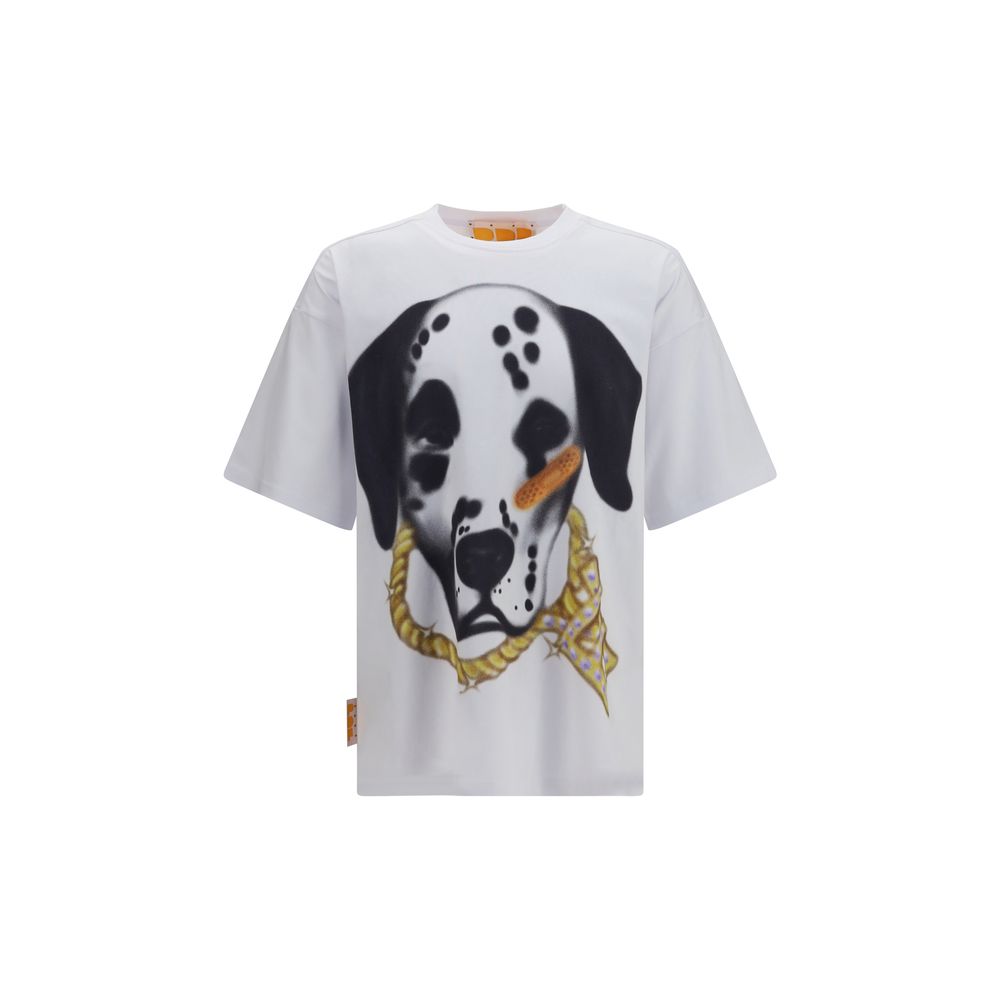 T-Shirt by PDF Channel for men in cotton gold, white & print showcases a fashionable silhouette, elegantly detailed with a fashionable short-sleeve and for a sophisticated, high-fashion look.