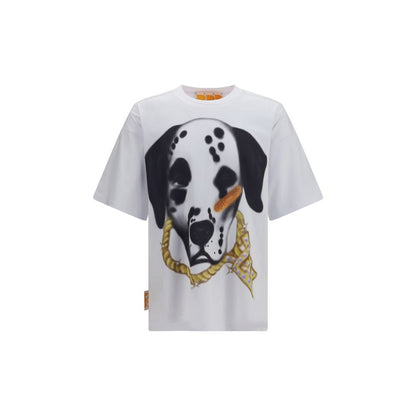 T-Shirt by PDF Channel for men in cotton gold, white & print showcases a fashionable silhouette, elegantly detailed with a fashionable short-sleeve and for a sophisticated, high-fashion look.