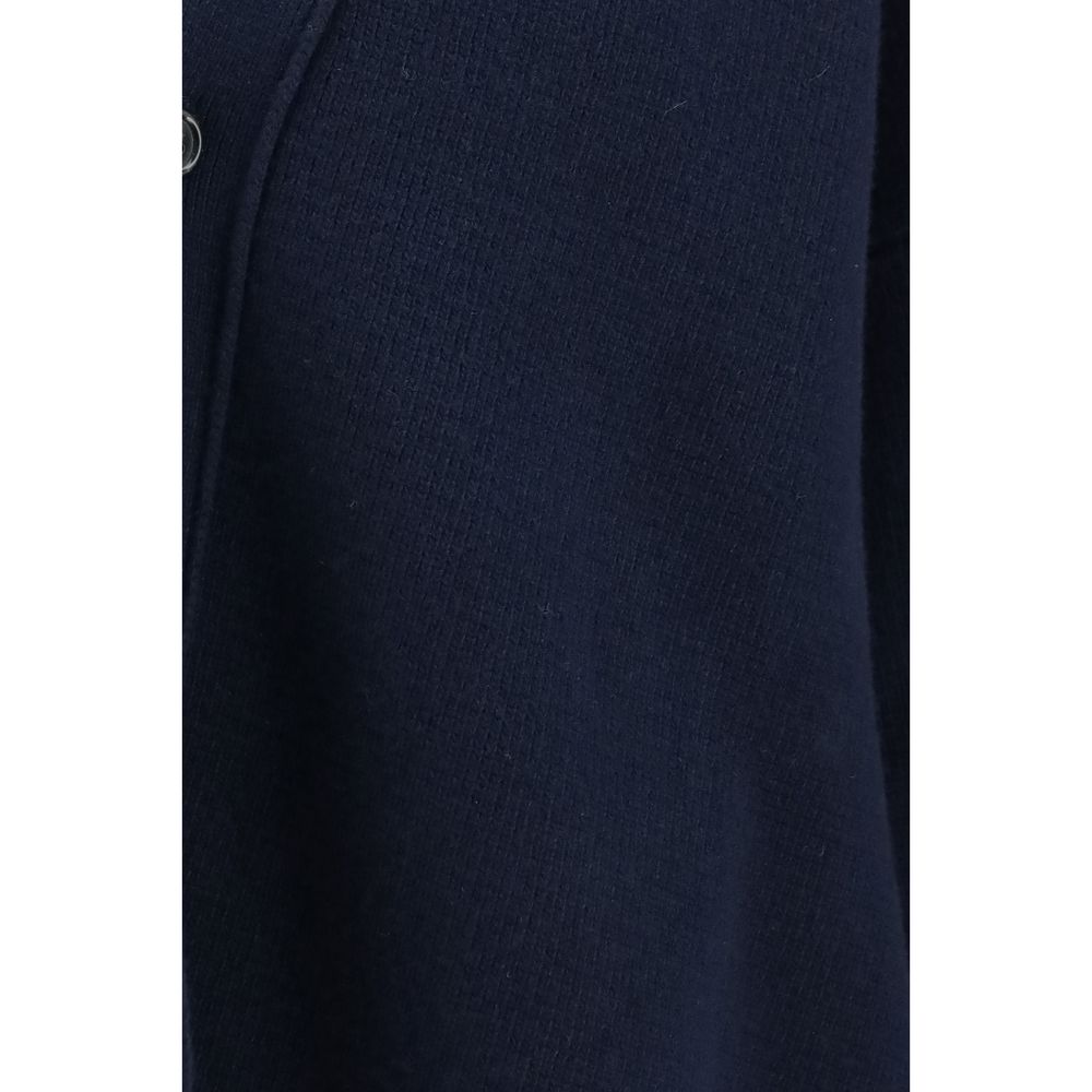 Cardigan by Laneus for men in wool blue features a nuanced silhouette with a refined and nuanced detailing for a sophisticated look.