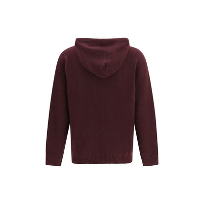 Sweatshirt Hoodie by Laneus for men in polyester silk cashmere & capra leather bordeaux & natural features a authentic silhouette, showcasing a sophisticated hooded neckline and authentic detail for a refined finish.