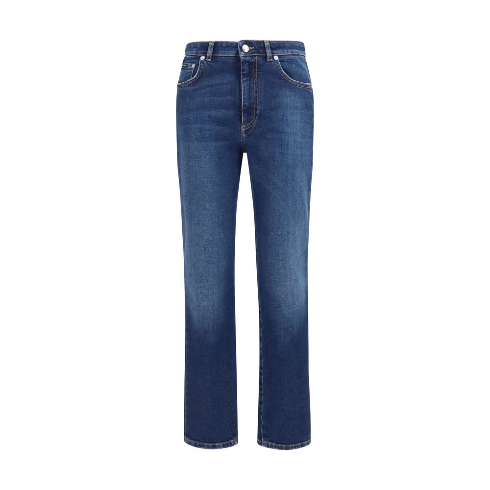 Jeans by Dolce & Gabbana for women in stretch denim cotton blue features a refined silhouette with a refined straight-leg & regular-fit, defined by a and a refined long for a refined finish.