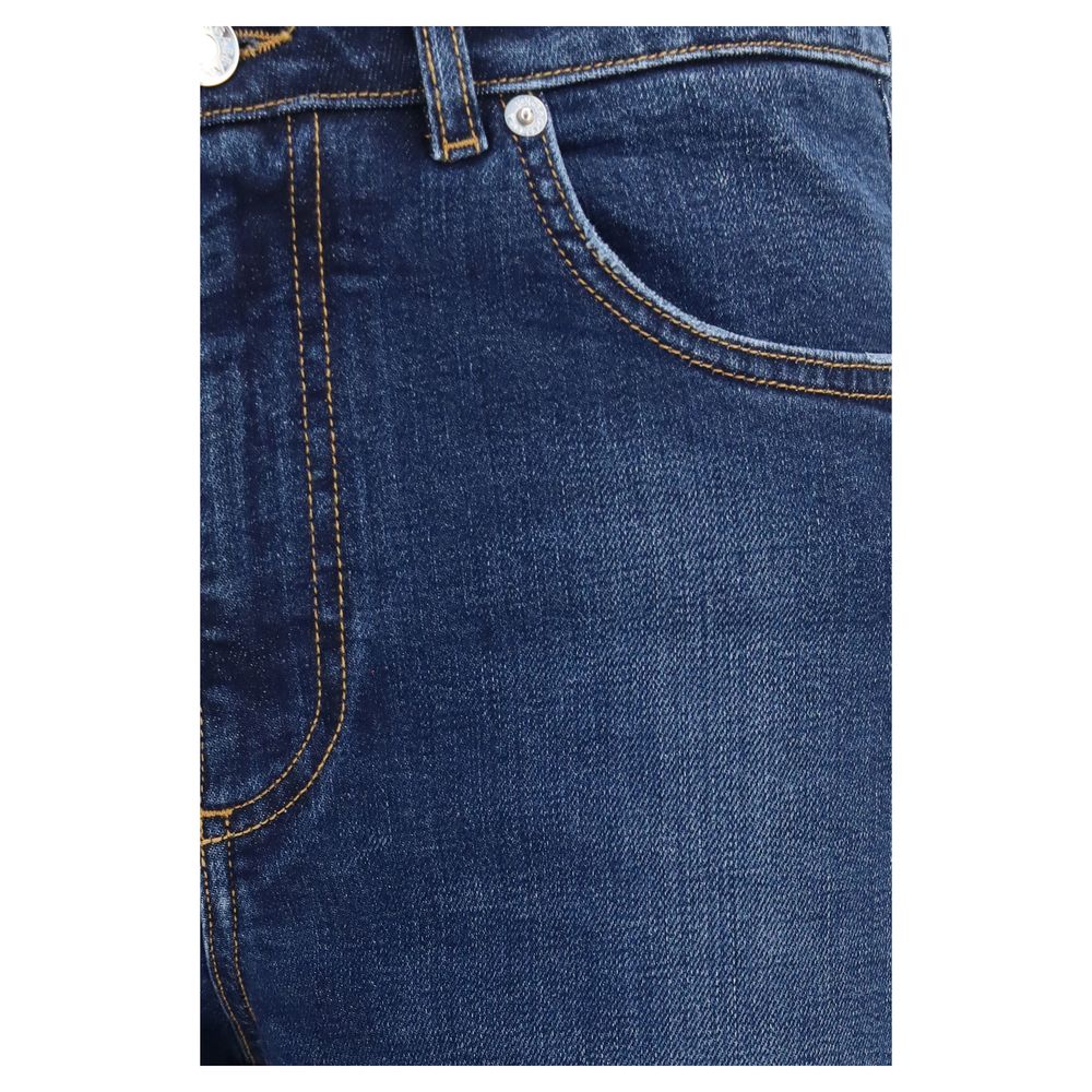 Jeans by Dolce & Gabbana for women in stretch denim cotton blue features a polished silhouette with a polished straight-leg & regular-fit, reaching a polished long and finished with a polished .