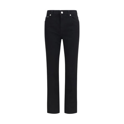 Jeans by Dolce & Gabbana for women in stretch denim cotton black features a polished silhouette with a polished straight-leg & regular-fit, reaching a polished long and finished with a polished .