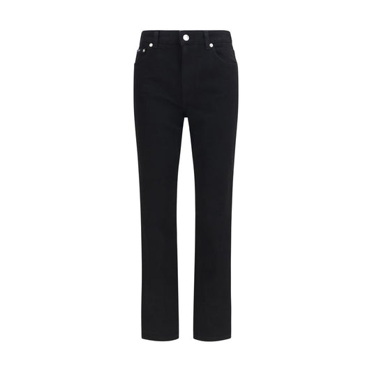 Jeans by Dolce & Gabbana for women in stretch denim cotton black features a polished silhouette with a polished straight-leg & regular-fit, reaching a polished long and finished with a polished .