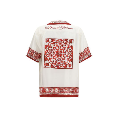 Shirt by Dolce & Gabbana for men in silk twill white, patterned, jacquard & print features an architectural silhouette with a refined and elegant for a architectural look.