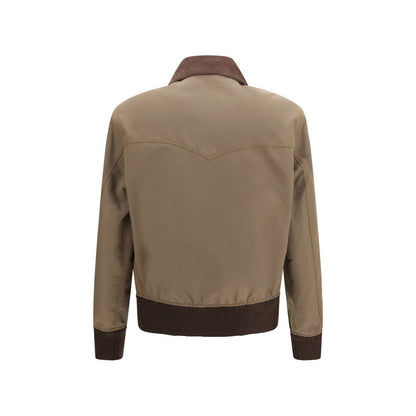 Overcoat by Prada for men in polyamide cotton corduroy brown features an voluminous silhouette, showcasing distinct pockets and a voluminous for a truly voluminous aesthetic.