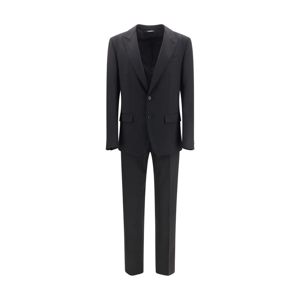 Pant Suit by Dolce & Gabbana for men in virgin wool black features a tailored silhouette, showcasing a sophisticated and tailored straight, regular-fit & cigarette for a refined, professional look.