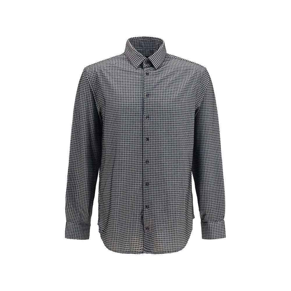 Shirt by Giorgio Armani for men in cotton gray, pearl, patterned & print features an polished silhouette, showcasing a sophisticated and detail for a truly polished finish.