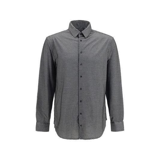 Shirt by Giorgio Armani for men in cotton gray, pearl, patterned & print features an polished silhouette, showcasing a sophisticated and detail for a truly polished finish.