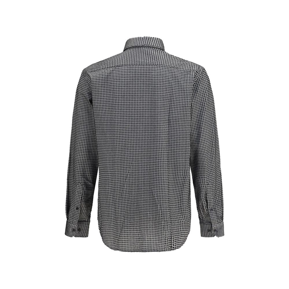 Shirt by Giorgio Armani for men in cotton gray, pearl, patterned & print, featuring a nuanced and nuanced for a sophisticated finish.
