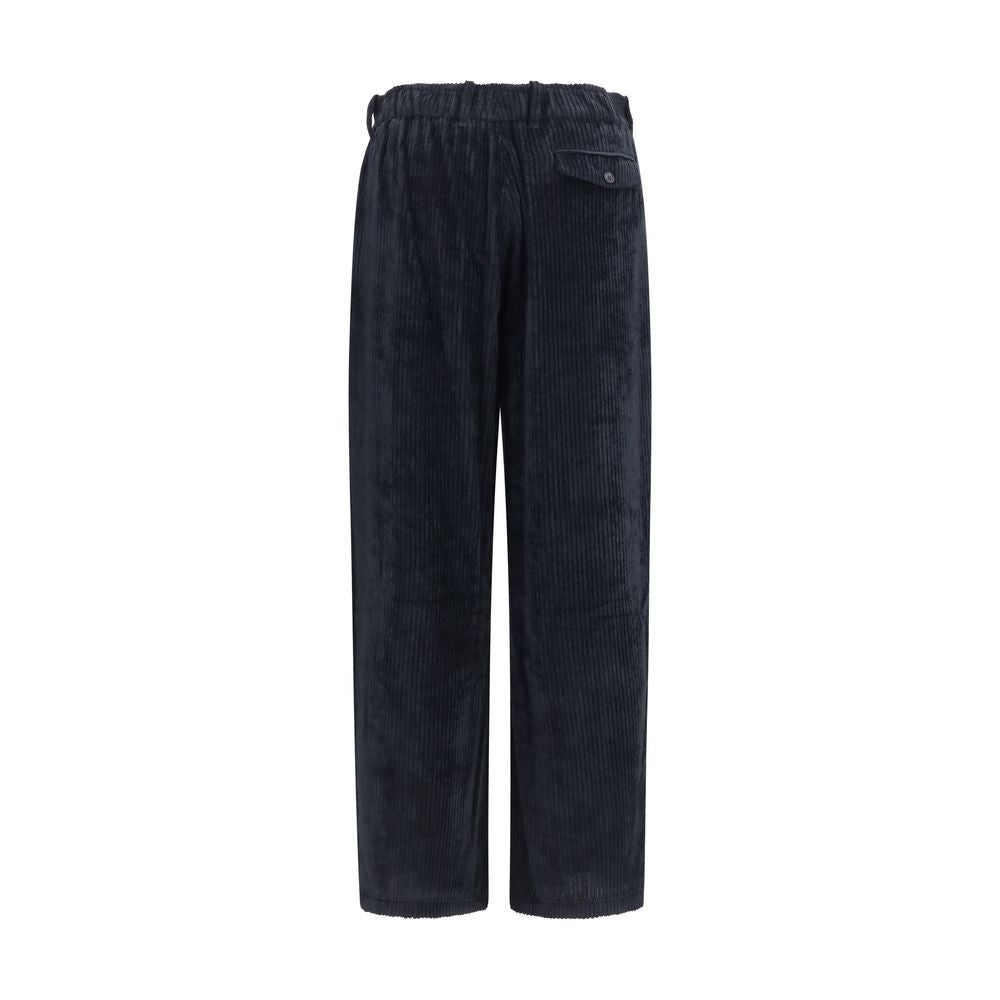 Casual Pants by Giorgio Armani for men in cotton viscose velvet black features an refined tailoring silhouette, showcasing a premium relaxed-fit, regular-fit, wide & oversized with a and long cut for a refined tailoring look.