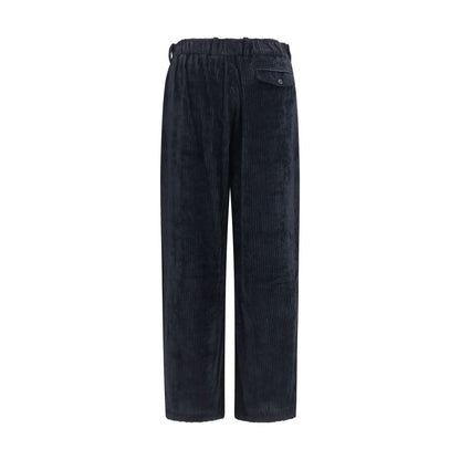 Casual Pants by Giorgio Armani for men in cotton viscose velvet black features an refined tailoring silhouette, showcasing a premium relaxed-fit, regular-fit, wide & oversized with a and long cut for a refined tailoring look.