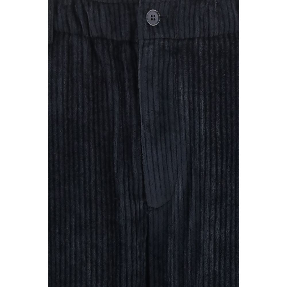 Casual Pants by Giorgio Armani for men in cotton viscose velvet black features a refined silhouette with a refined relaxed-fit, regular-fit, wide & oversized, defined by a and a refined long for a refined finish.