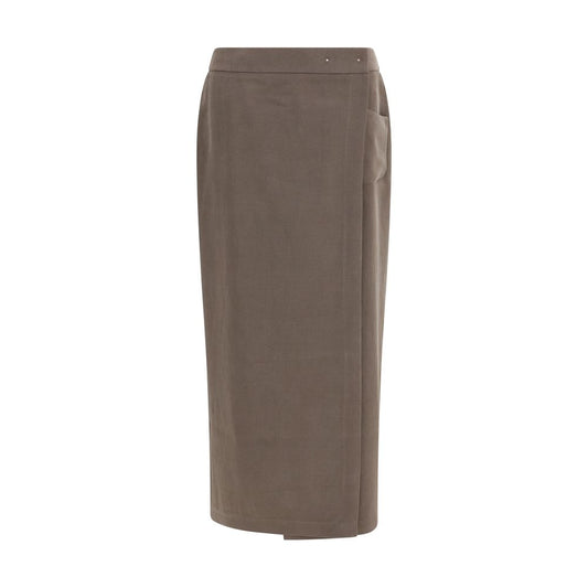 Skirt by Giorgio Armani for women in virgin wool polyamide & viscose brown & natural features a contoured silhouette from the Women's Wrap A Line Virgin Wool Polyamide & Viscose Long Skirt collection, characterized by its contoured long for a contoured finish.